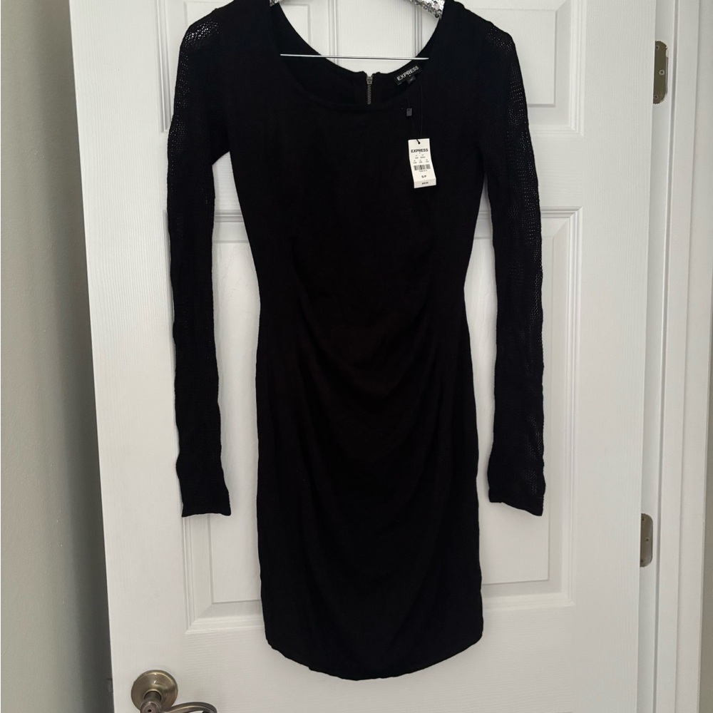 NWT express sweater dress mesh sleeves sz s